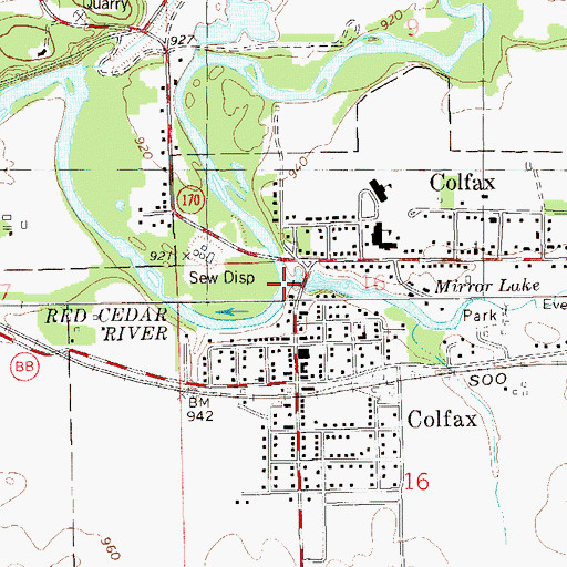 Topographic Map of Eighteenmile Creek, WI