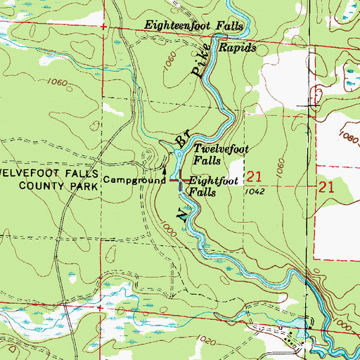 Topographic Map of Eightfoot Falls, WI