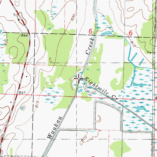 Topographic Map of Eightmile Creek, WI