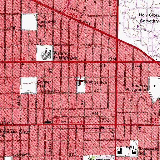 Topographic Map of Eighty First Street Elementary School, WI