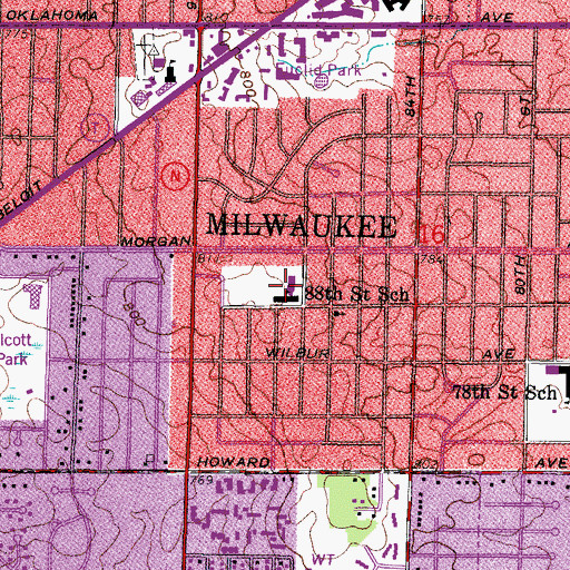Topographic Map of Eighty-Eighth Street School, WI