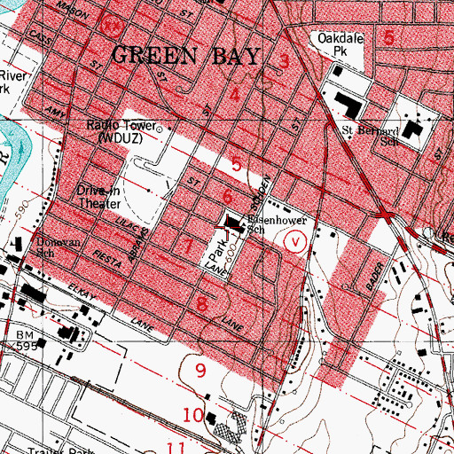 Topographic Map of Eisenhower Elementary School, WI