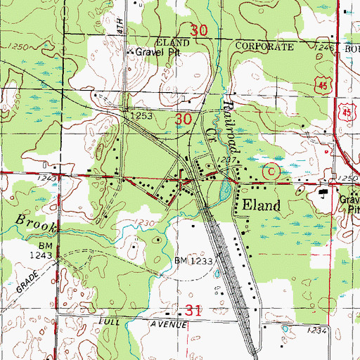 Topographic Map of Eland, WI