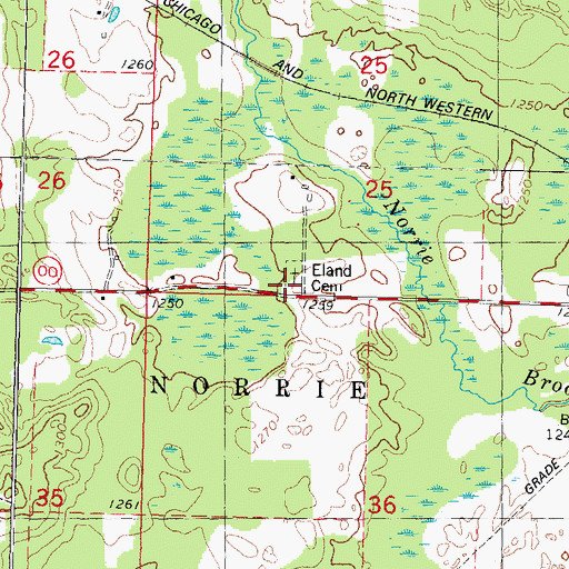 Topographic Map of Eland Cemetery, WI