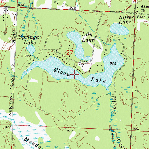 Topographic Map of Elbow Lake, WI