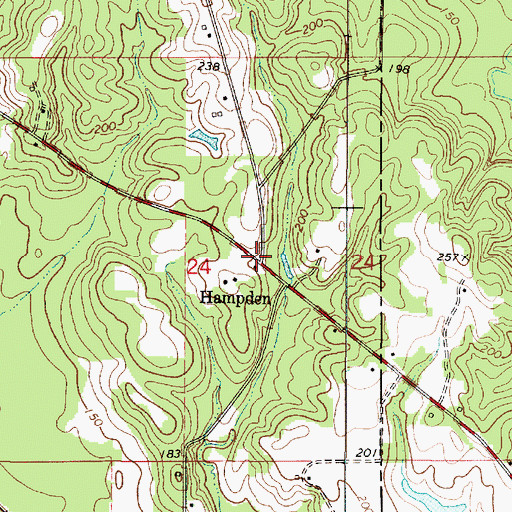 Topographic Map of Hampden, AL