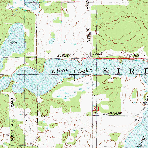 Topographic Map of Elbow Lake, WI