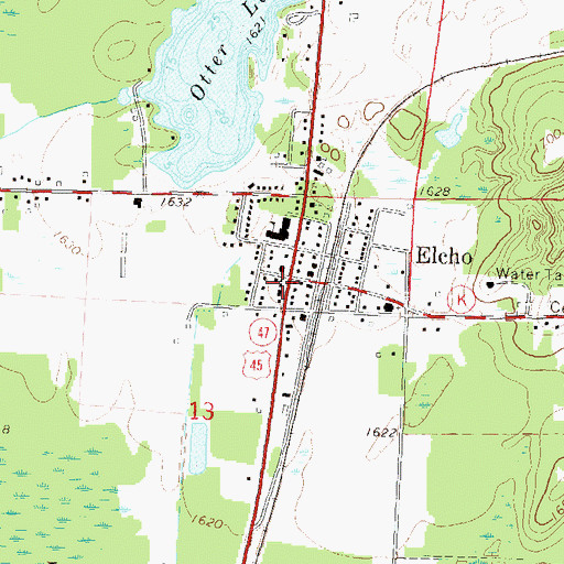 Topographic Map of Elcho, WI
