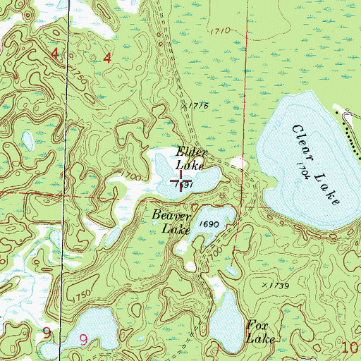 Topographic Map of Elder Lake, WI