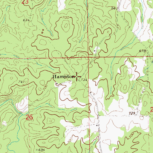 Topographic Map of Hampton, AL