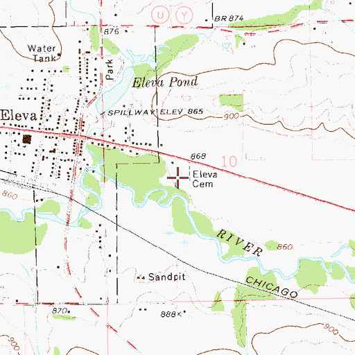 Topographic Map of Eleva Cemetery, WI