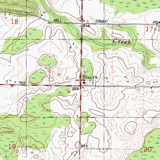Topographic Map of Elias Church, WI