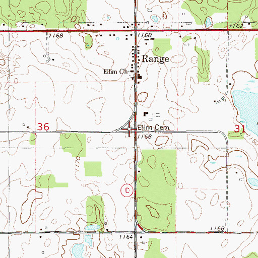 Topographic Map of Elim Cemetery, WI