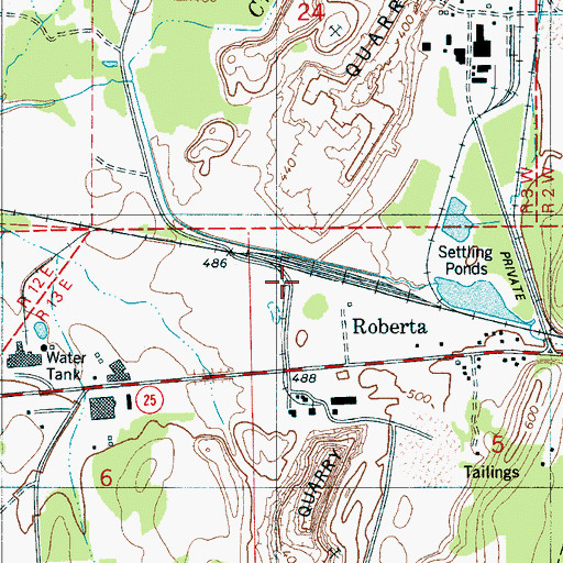 Topographic Map of Roberta, AL