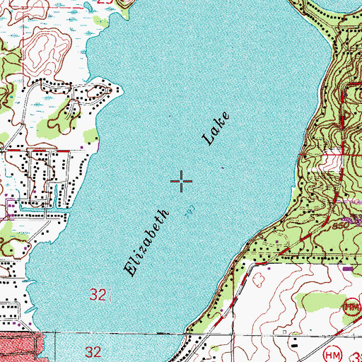 Topographic Map of Elizabeth Lake, WI