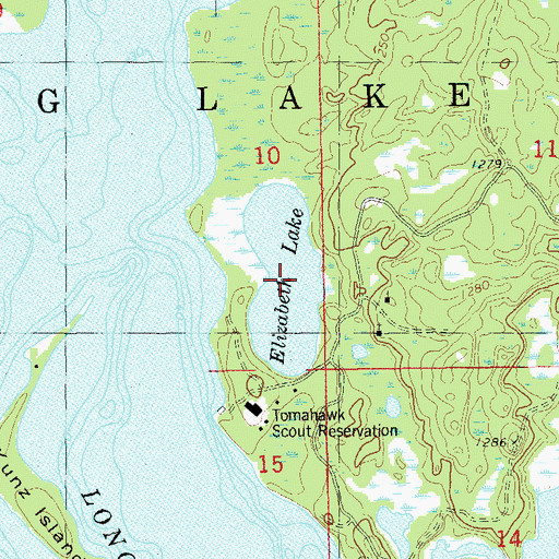 Topographic Map of Elizabeth Lake, WI