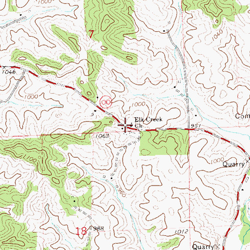 Topographic Map of Elk Creek Lutheran Church, WI