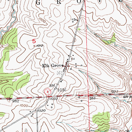 Topographic Map of Elk Grove, WI