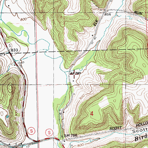 Topographic Map of Elk Run, WI