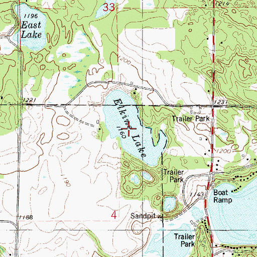 Topographic Map of Elkins Lake, WI