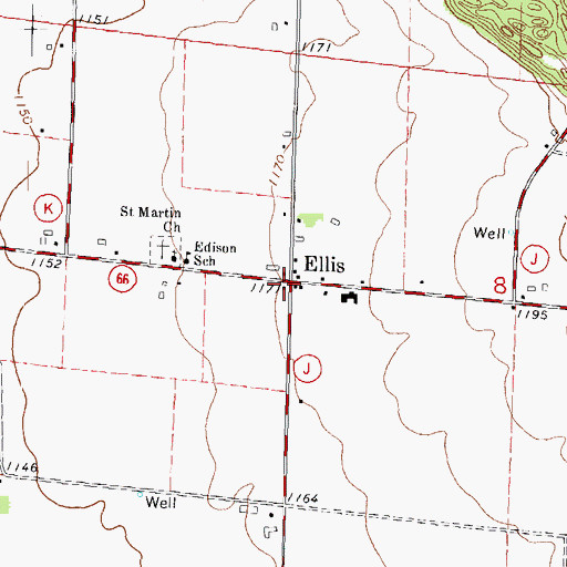 Topographic Map of Ellis, WI
