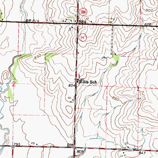 Topographic Map of Ellis School, WI