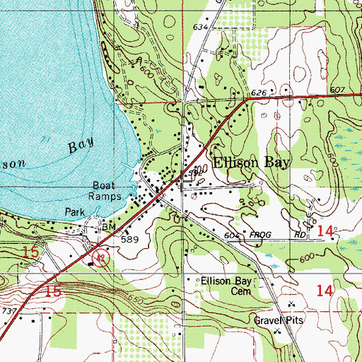 Topographic Map of Ellison Bay, WI