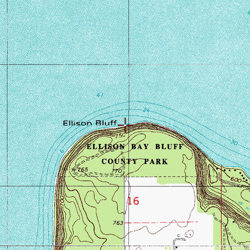 Topographic Map of Ellison Bluff, WI