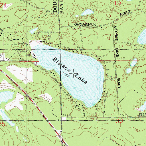 Topographic Map of Ellison Lake, WI