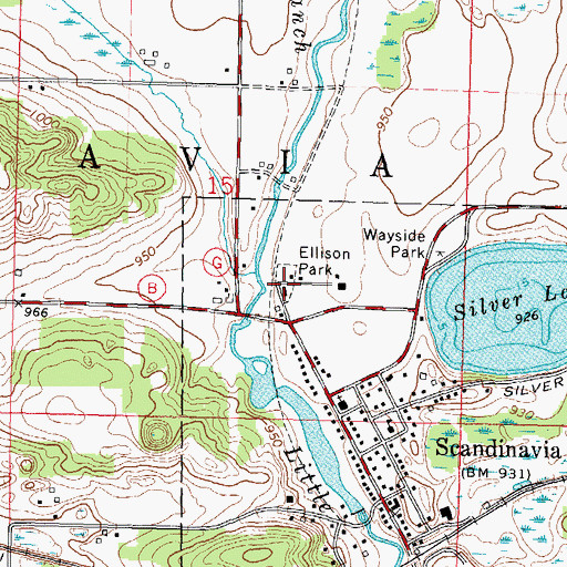 Topographic Map of Ellison Park, WI