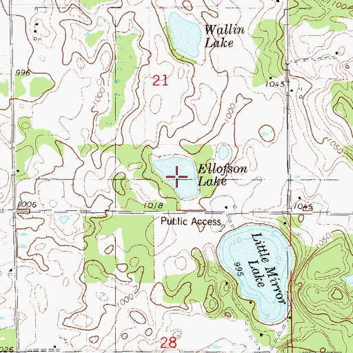 Topographic Map of Ellofson Lake, WI