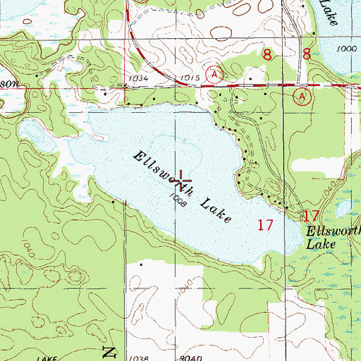 Topographic Map of Ellsworth Lake, WI