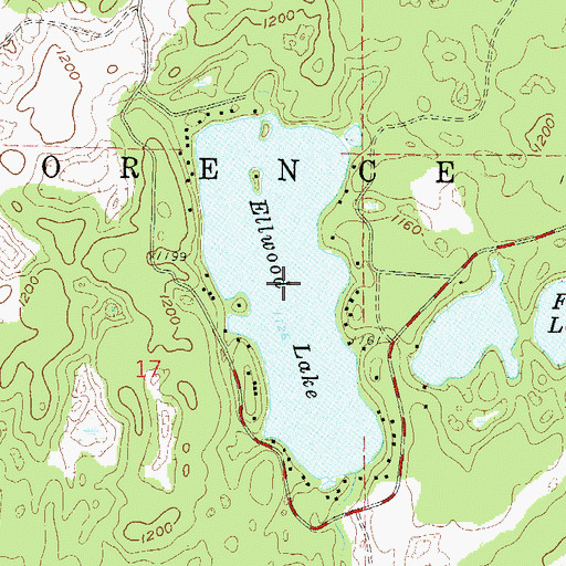 Topographic Map of Ellwood Lake, WI