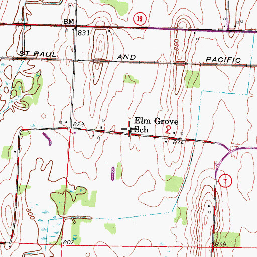 Topographic Map of Elm Grove School, WI