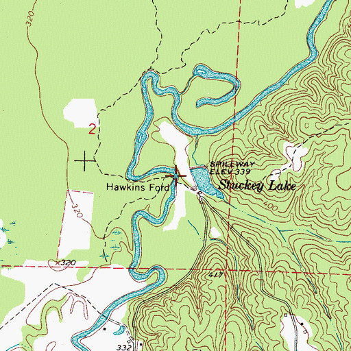 Topographic Map of Hawkins Ford, AL