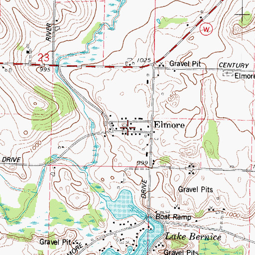 Topographic Map of Elmore, WI