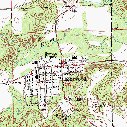 Topographic Map of Elmwood, WI