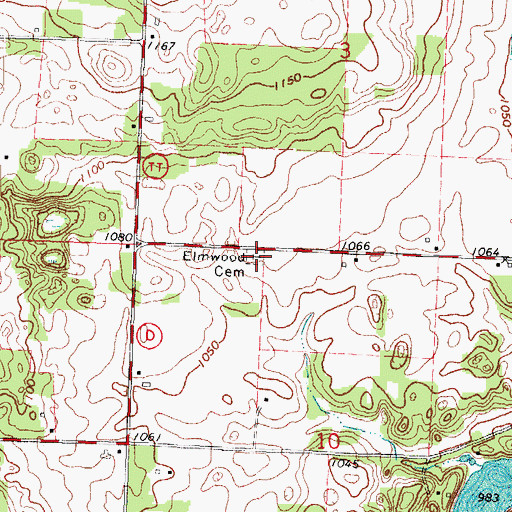 Topographic Map of Elmwood Cemetery, WI