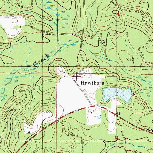 Topographic Map of Hawthorn, AL