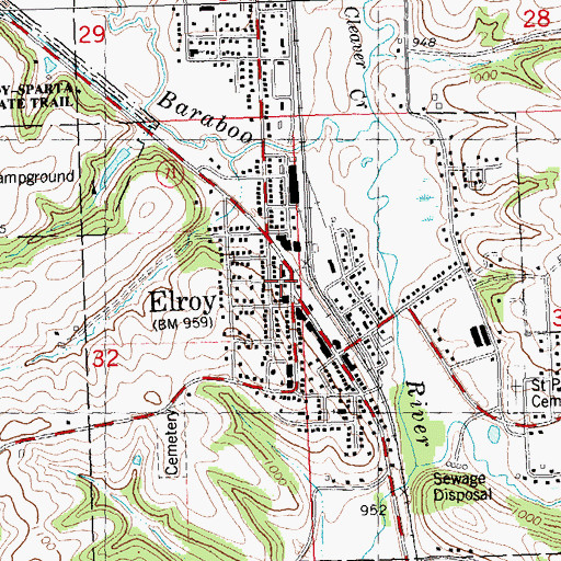 Topographic Map of Elroy, WI