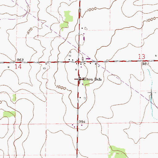 Topographic Map of Elton School, WI