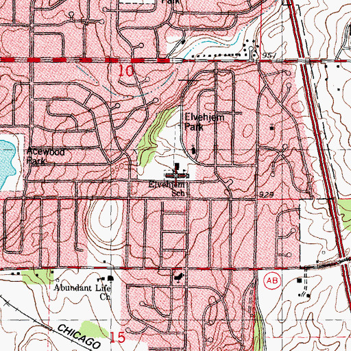Topographic Map of Elvehjem Elementary School, WI