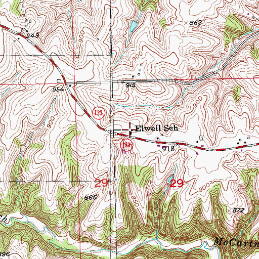 Topographic Map of Elwell School, WI