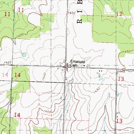 Topographic Map of Emanuel Cemetery, WI
