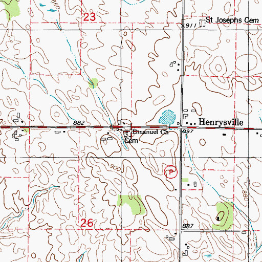 Topographic Map of Emanuel Church, WI