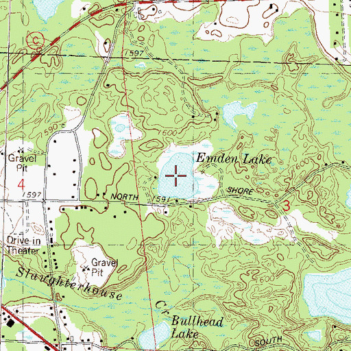 Topographic Map of Emden Lake, WI