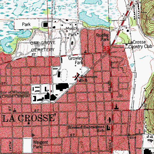 Topographic Map of Emerson Elementary School, WI