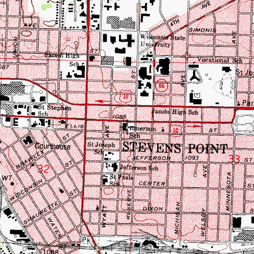 Topographic Map of Emerson School, WI