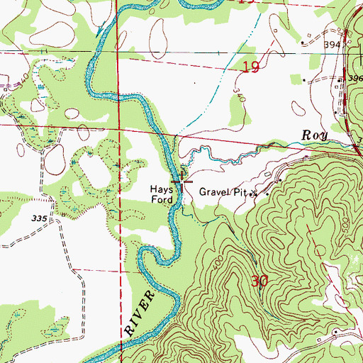 Topographic Map of Hays Ford, AL
