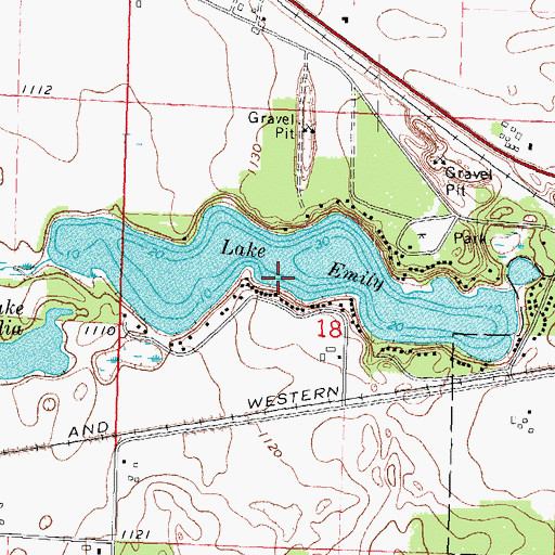 Topographic Map of Lake Emily, WI
